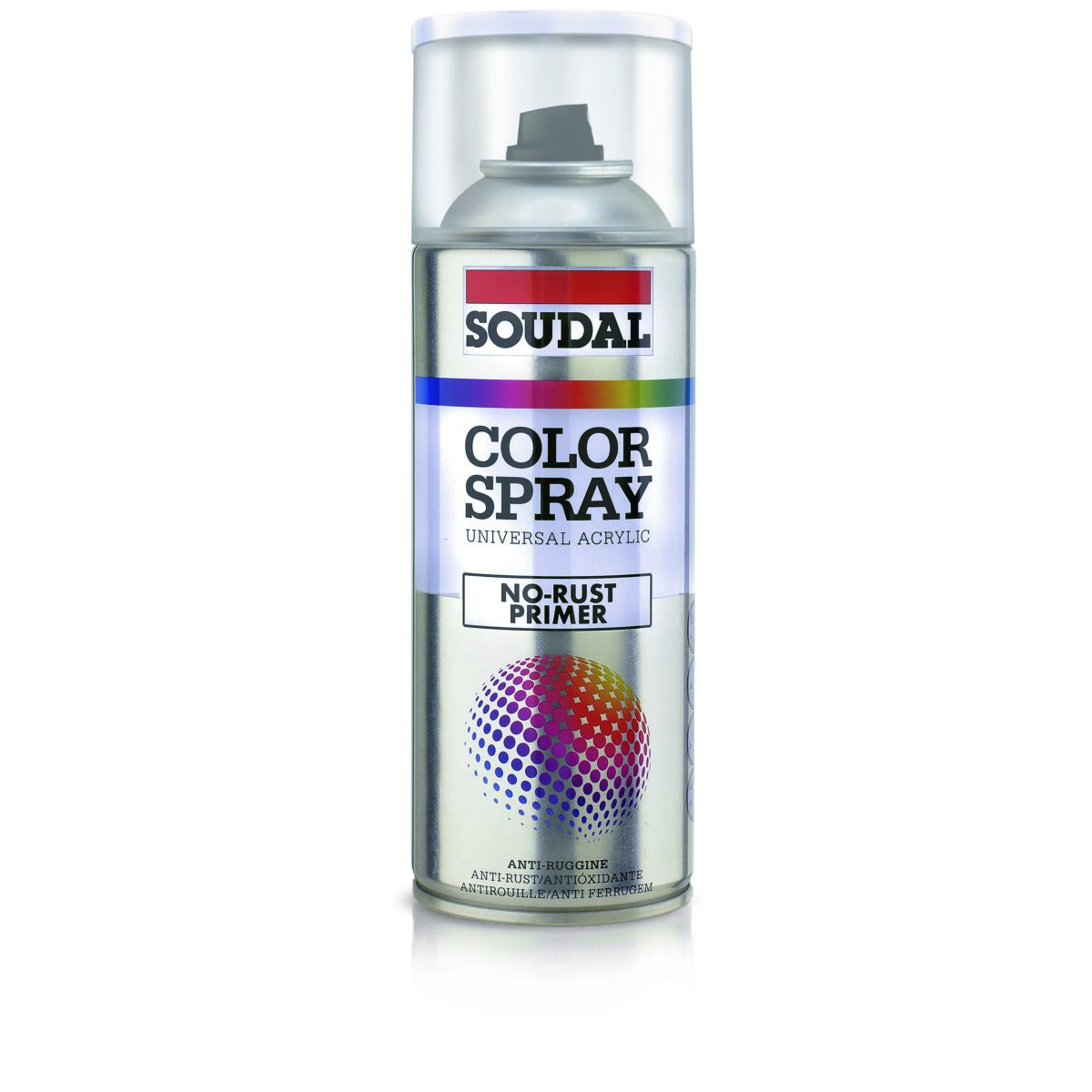 SOUDAL COLOR SPRAY NO-RUST PRIMER Spray primário anti-ferrugem 400ml Lata de spray de tinta Soudal Color Spray primer anti-ferrugem