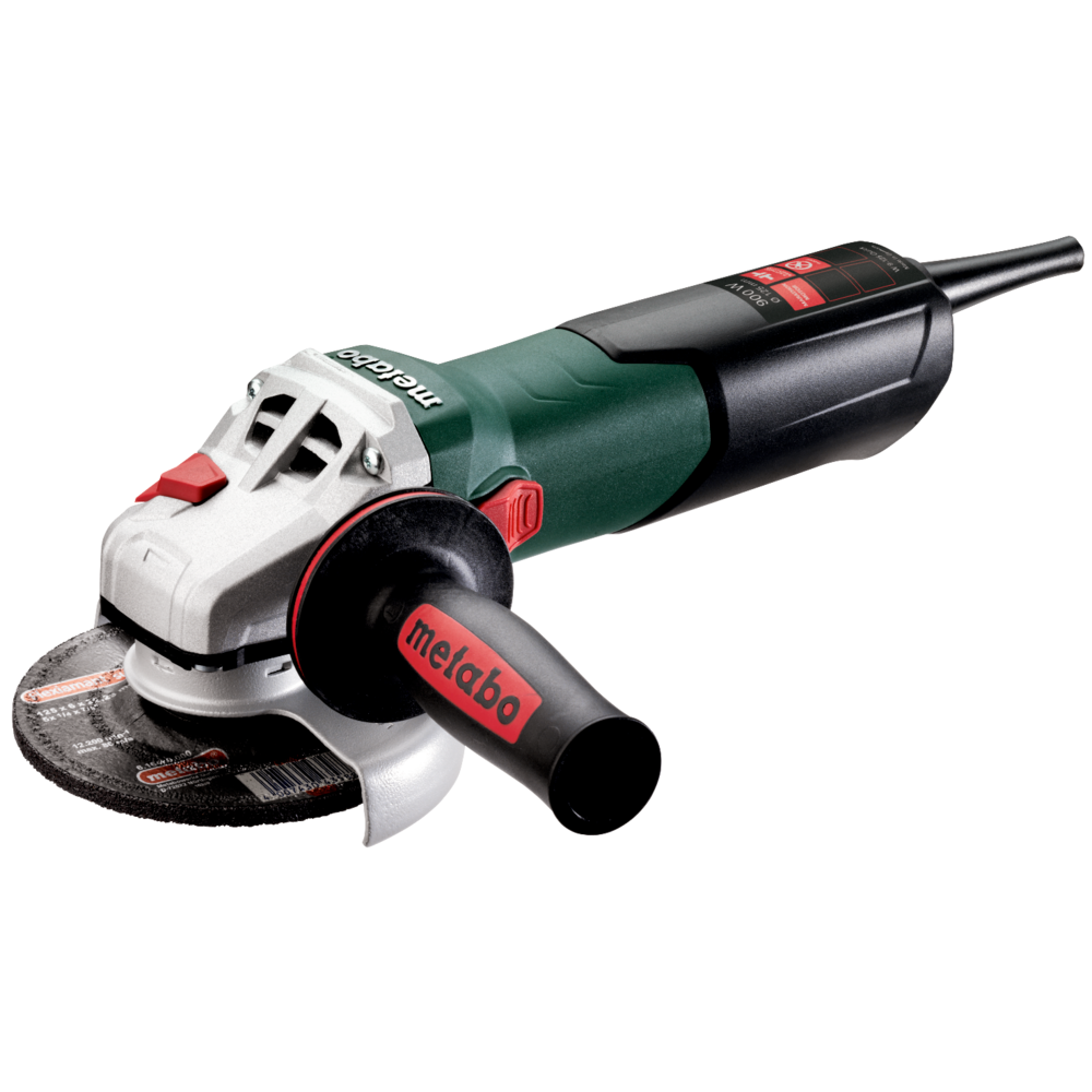 METABO W 9-125 Quick Rebarbadora Esmerilhadora angular elétrica Metabo verde e preta com disco abrasivo