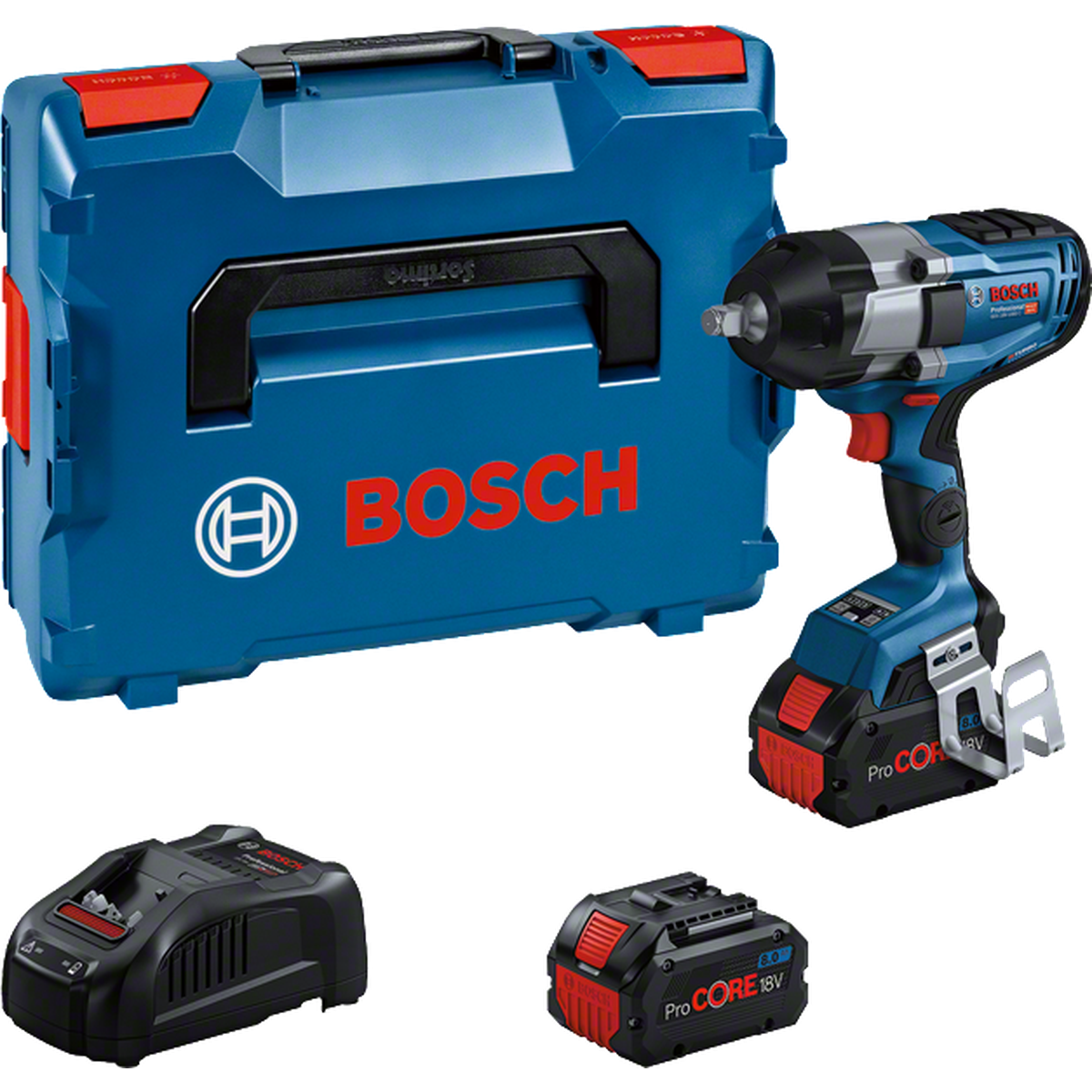 BOSCH PRO GDS 18V-1000 C + 2xGBA PC 8,0Ah Aparafusadora de impacto Conjunto Bosch com mala, chave de impacto, baterias e carregador