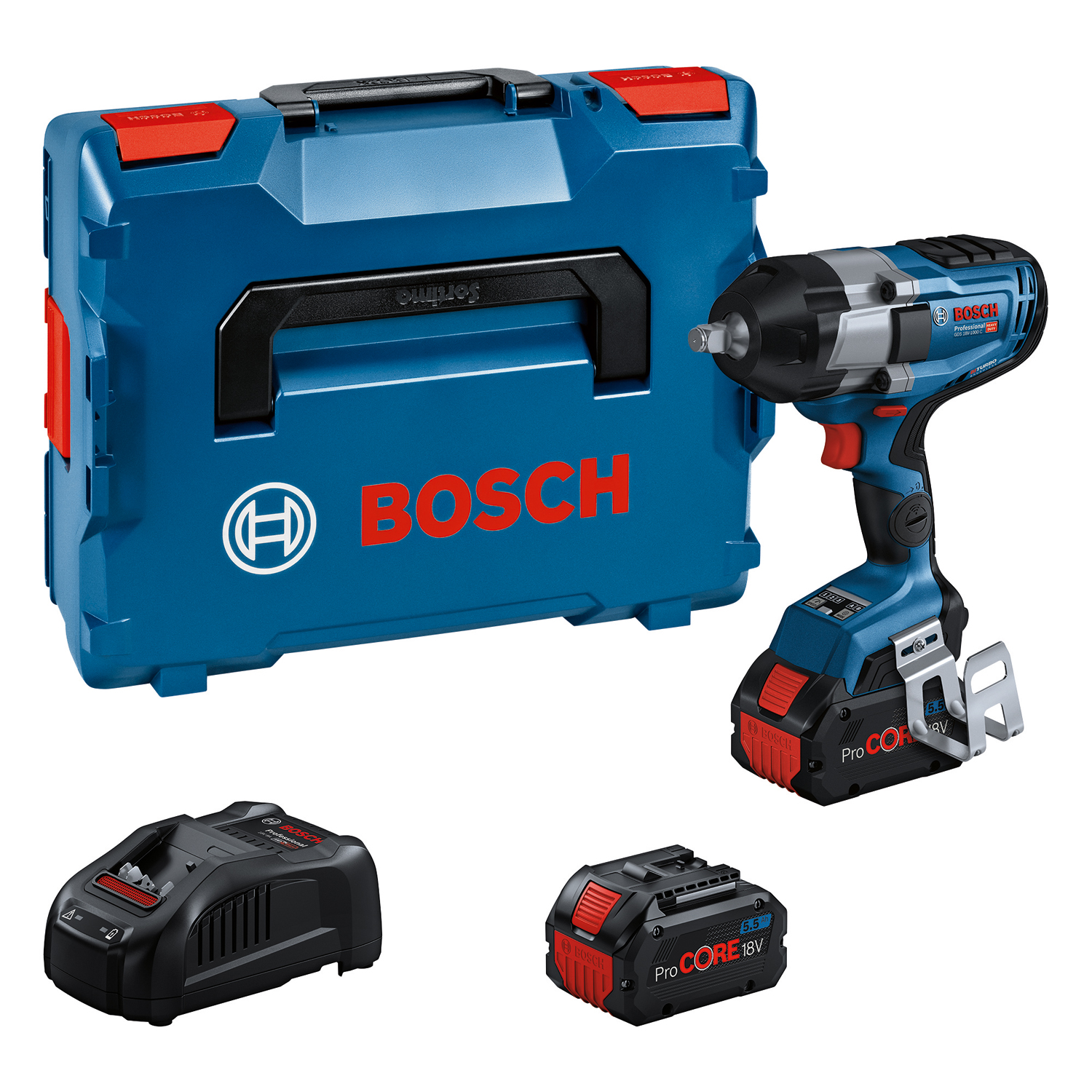BOSCH GDS 18V-1000 C Chave de impacto sem fio Ferramenta Bosch com bateria e estojo azul