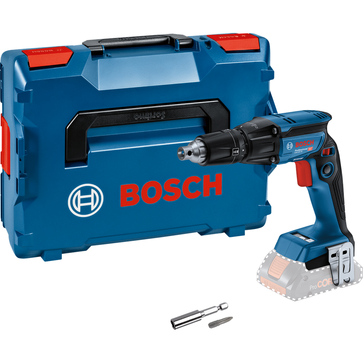 BOSCH PRO GTB 18V-45 + L-BOXX Aparafusadora de pladur Berbequim aparafusador a bateria BOSCH Professional com estojo azul e pontas metálicas