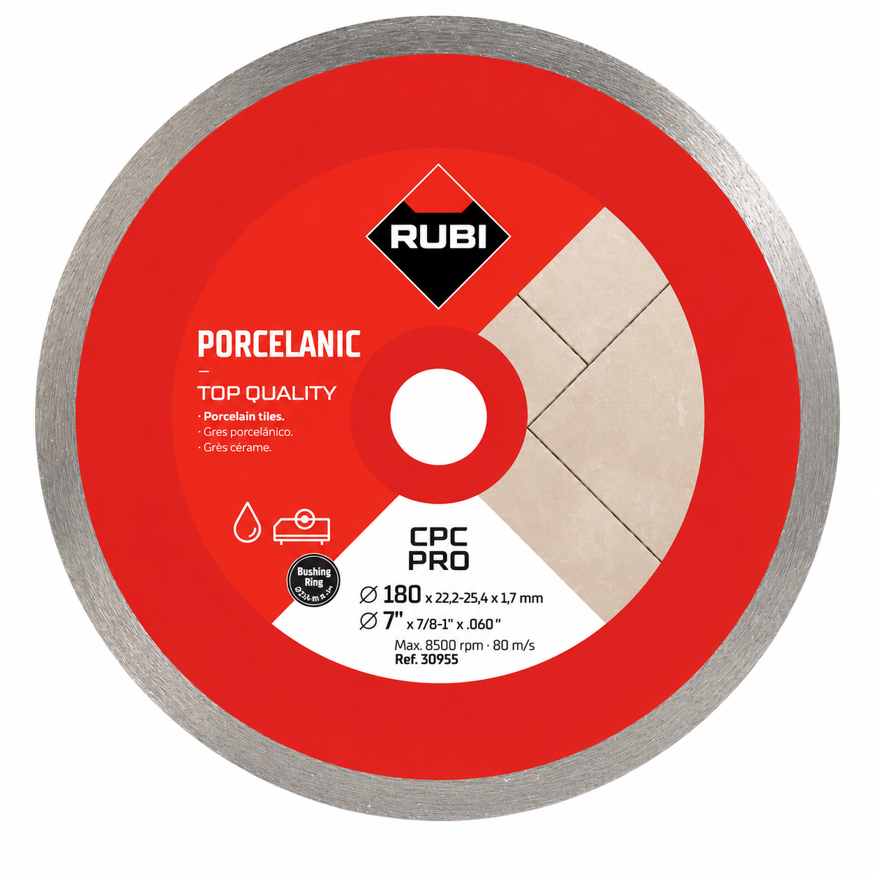 RUBI CONTINUO CPC PRO Disco diamante grés porcelânico Ø180/200/230/250/300mm Disco de corte circular RUBI CPC PRO para azulejos porcelânicos
