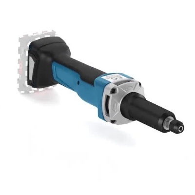 Ferramenta elétrica Bosch azul e preta a girar em fundo branco