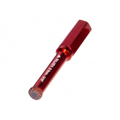 Diamante para perfuração metálico vermelho com texto branco