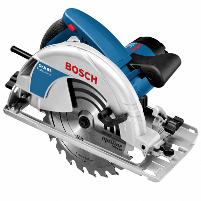 Serra circular profissional BOSCH azul e cinzenta GKS 85 com lâmina rotativa