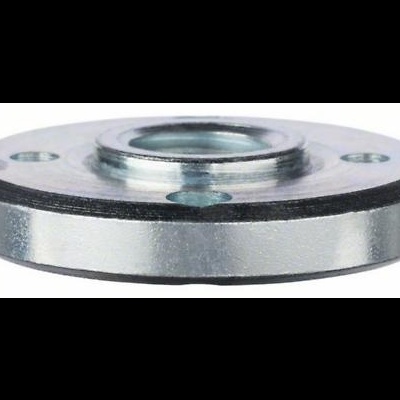 Base metálica circular prateada com orifícios para parafusos