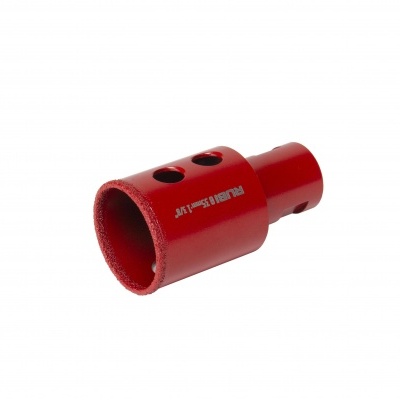 Ferramenta de corte vermelha com revestimento abrasivo e três orifícios laterais