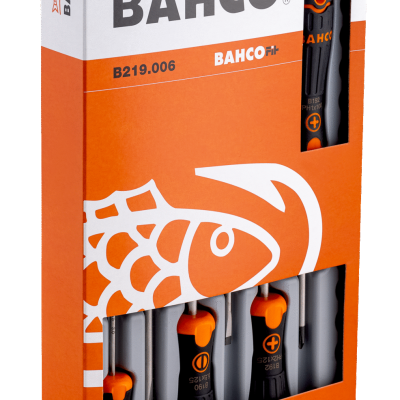 Conjunto de chaves de fendas BAHCO B219.006 em embalagem branca e laranja