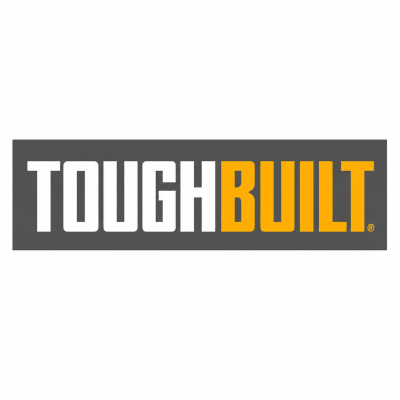 Logótipo TOUGHBUILT em branco e amarelo fundo cinzento.