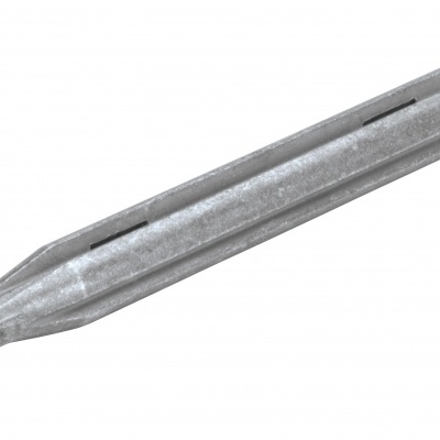 Ferramenta metálica prateada cilíndrica com ranhura longitudinal