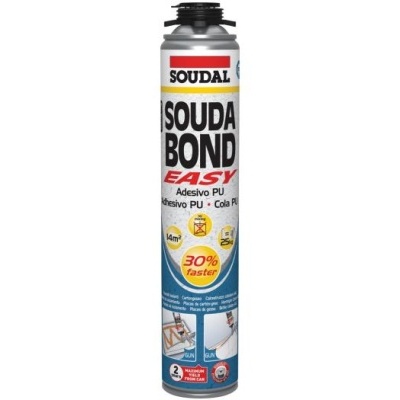 Recipiente cilíndrico de adesivo PU Soudal SOUDA BOND EASY com tampa preta