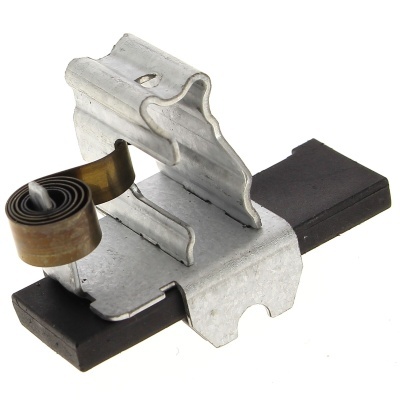 Escova elétrica para motor com bloco de carbono e suporte metálico prateado