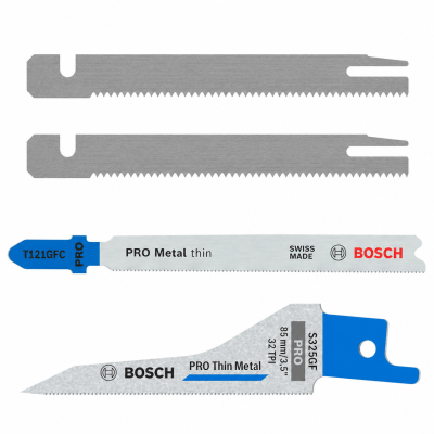 Lâminas de serra para metal Bosch PRO em metal prateado e azul com texto visível