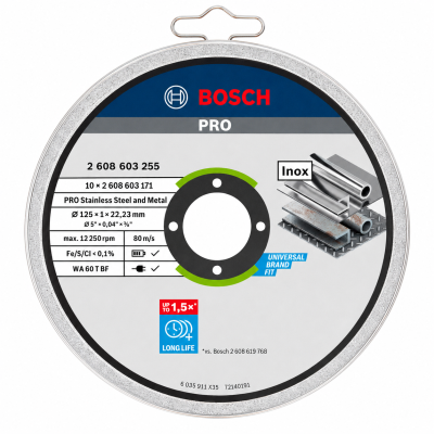 Disco de corte Bosch PRO inox para aço inoxidável e metal
