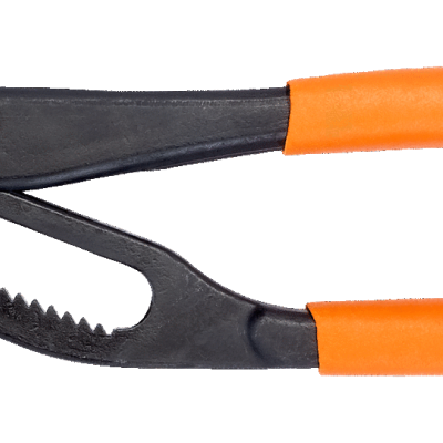 Alicate de pressão ajustável com cabos laranja e mandíbulas metálicas