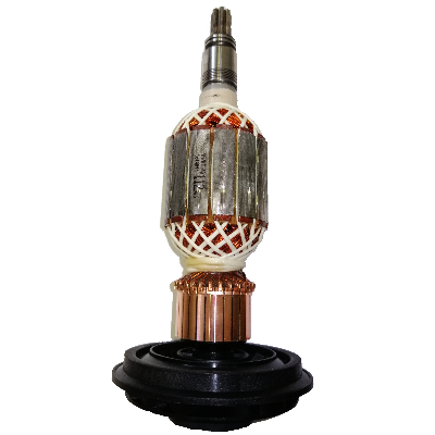 Rotor de motor elétrico com enrolamento cobre em base preta