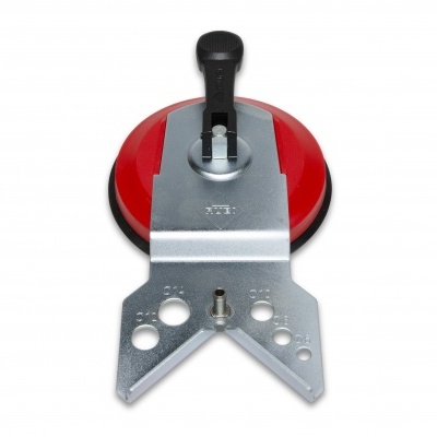 Ventosa de sucção vermelha com estrutura metálica prateada