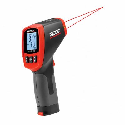 Termómetro infravermelho RIDGID micro IR-200 preto e vermelho com visor digital e laser vermelho