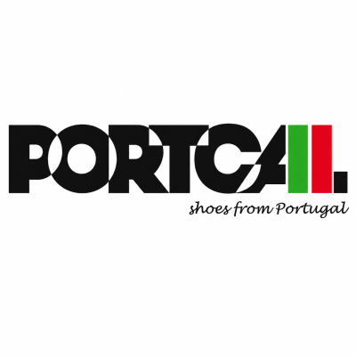 Logotipo PORT64L com cores da bandeira de Portugal e texto shoes from Portugal