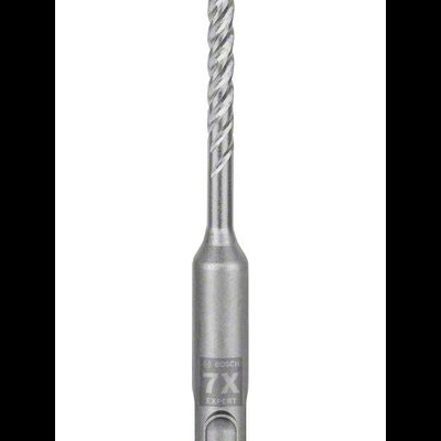 Broca de aço prateada com ponta azul e inscrições BOSCH 7X EXPERT