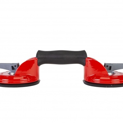 Ventosa dupla vermelha com pega preta e manípulos cinza