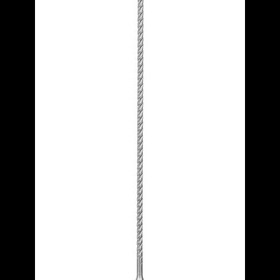 Antena de rádio metálica com haste espiral cinza e ponta azul