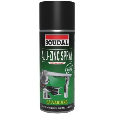 Lata de spray SOUDAL ALU-ZINC SPRAY verde e preta