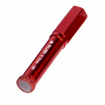 Broca diamantada vermelha RUBI 10mm em fundo branco