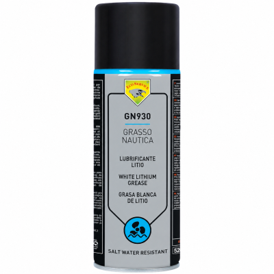 Frasco de spray de lubrificante branco de lítio para uso náutico