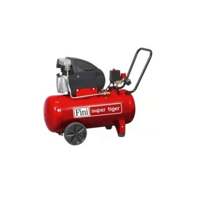 Compressor de ar portátil vermelho e preto com rodas e alça