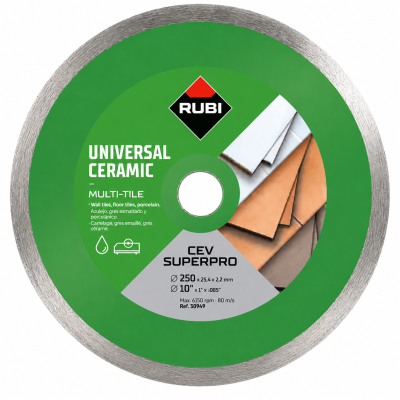 Disco de corte circular verde e metálico RUBI para cerâmica e azulejos
