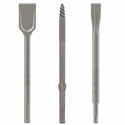 Três ferramentas metálicas da BOSCH com diferentes pontas