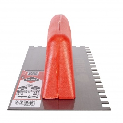 Pente para argamassa com cabo laranja e lâmina metálica dentada