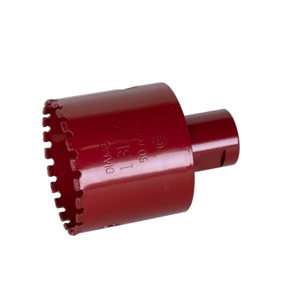Broca diamantada cega cilíndrica vermelha com dentes recortados