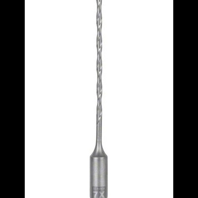 Broca metálica prateada com ponta azul e gravação 7X