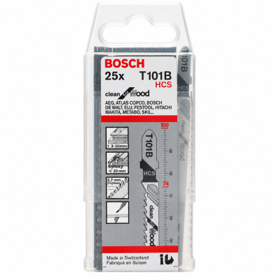 Conjunto de lâminas de serra tico-tico Bosch T101B para madeira em embalagem transparente