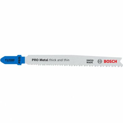 Lâmina de serra para metal Bosch azul e prateada com textos e logotipos