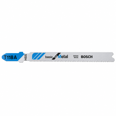 Lâmina de serra de metal Bosch T118A prateada com detalhes azuis