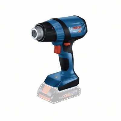 Pistola de ar quente azul e preta Bosch sobre fundo branco