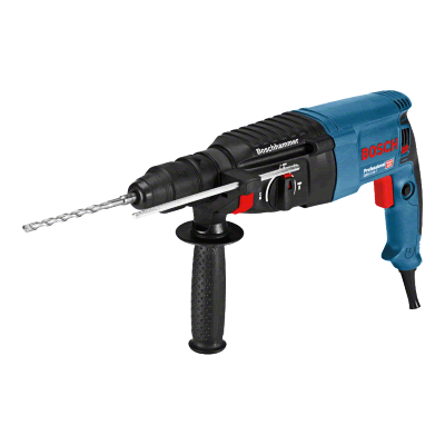 Furadeira elétrica Bosch Professional GBH 2-26 F azul e preta com punho lateral e broca metálica