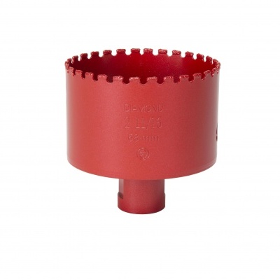 Broca de coroa vermelha em metal, 60 mm, fundo branco