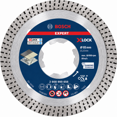 Disco de corte Bosch Expert com tecnologia Diamond, etiqueta azul e metal prateado