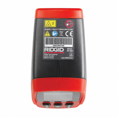 Dispositivo eletrônico RIDGID micro IR-200 preto e vermelho visto de cima