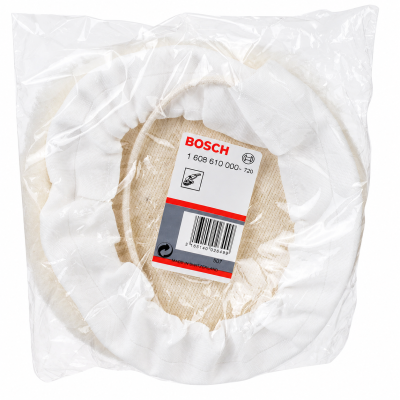 Disco de polir Bosch em embalagem plástica transparente.