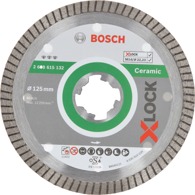 Disco de corte Bosch para cerâmica com 125 mm e coroa diamantada prateada