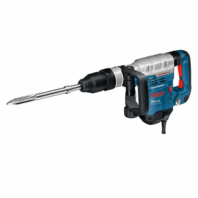 Martelo demolidor elétrico azul e preto BOSCH GSH 5 CE Professional com broca metálica longa