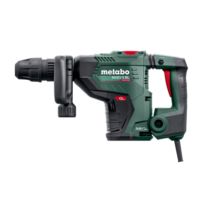 Martelo demolidor elétrico Metabo MHEV 5 BL verde e preto com botões vermelhos e cabo preto