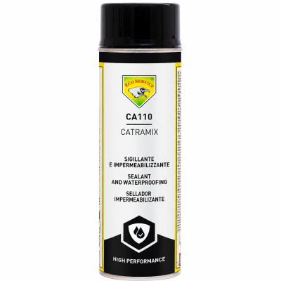 Spray branco e preto com rótulo ECO SERVICE e texto em várias línguas