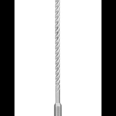 Broca de martelo longa prateada com ponta azul e corpo espiral