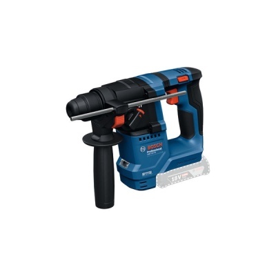 Martelo perfurador a bateria Bosch Professional azul e preto com empunhadura auxiliar preta